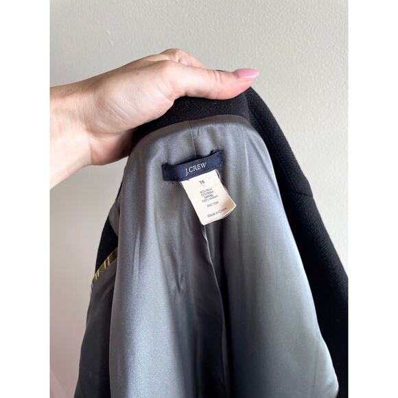 J.crew Lady Day Long Pea Coat Italian Wool Black Fitted Tailored 6 Tall - Picture 9 of 12